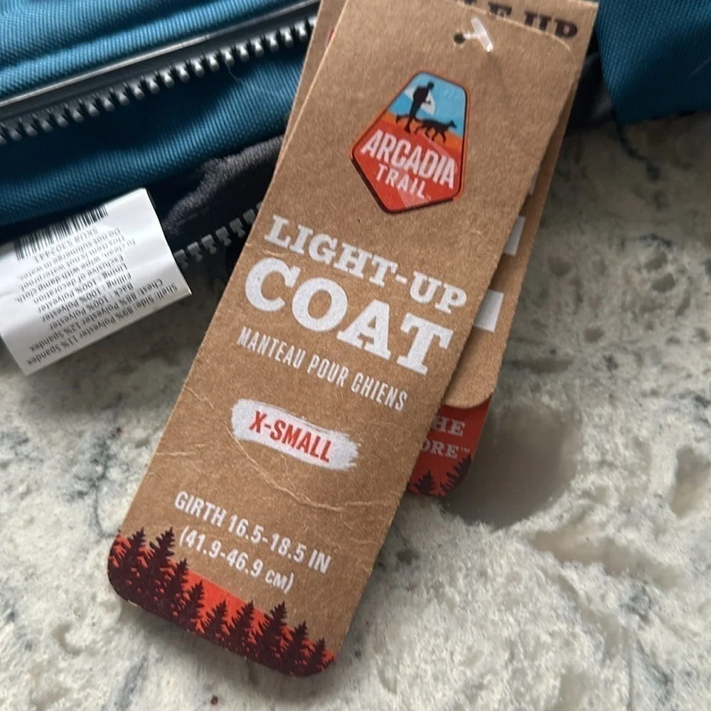 NWT Arcadia jacket dog winter teal/gray light up coat insulated size XS